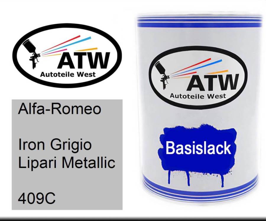 Alfa-Romeo, Iron Grigio Lipari Metallic, 409C: 500ml Lackdose, von ATW Autoteile West.